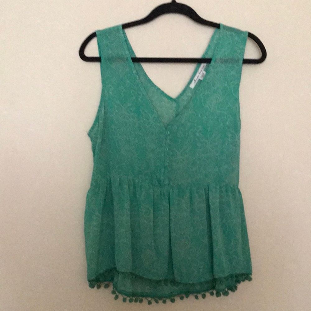 American Rag Sheer Pom Pom Top Size L